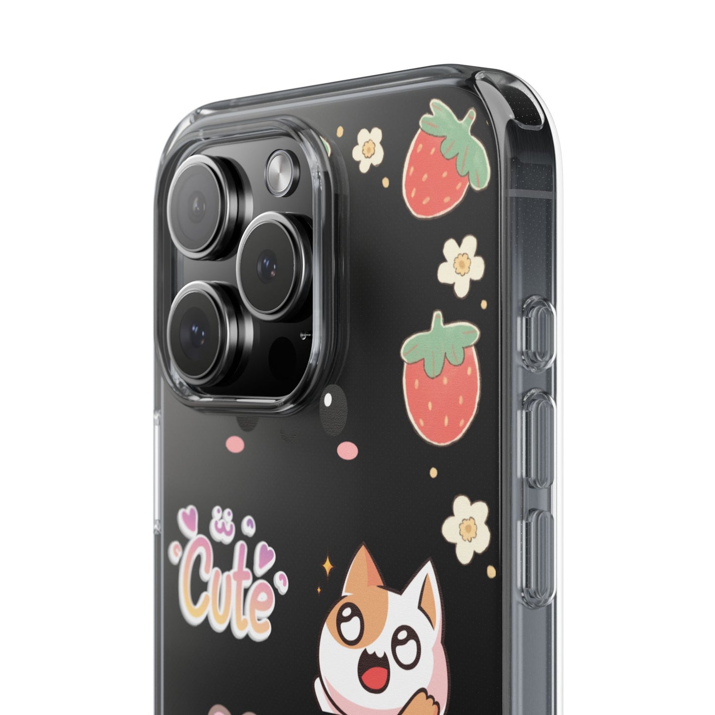 Phone Case, Kawaii Kitty Cute Clear Phone Cover, Fun Colorful Transparent Case, See thru iPhone Case, Charm Design, Gift for Cat Lovers,