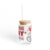 Valentine Sipper Glass, Dog Lover Gift, 16oz Tumbler, Paw Print Heart Design, Cute Valentine's Day Cup, Dog Mom or Dog Dad Present