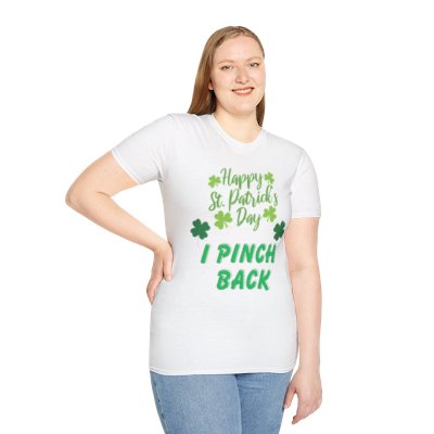 St Patricks Day T-Shirt, Pinch Back Tee, Happy Holiday Shirt, Unisex Softstyle Top, Green Clover Apparel