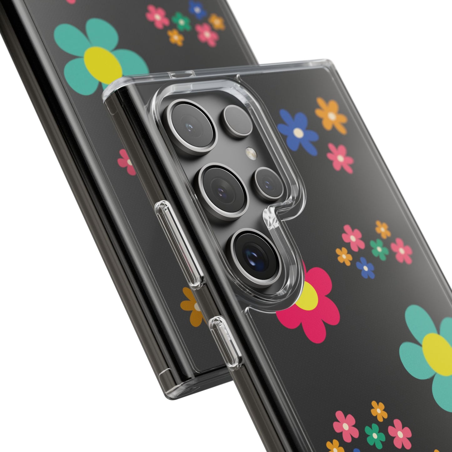 Phone Case, Cute Floral Transparent Cover, Retro Flower Power, Colorful and Happy, Clear Case Gift