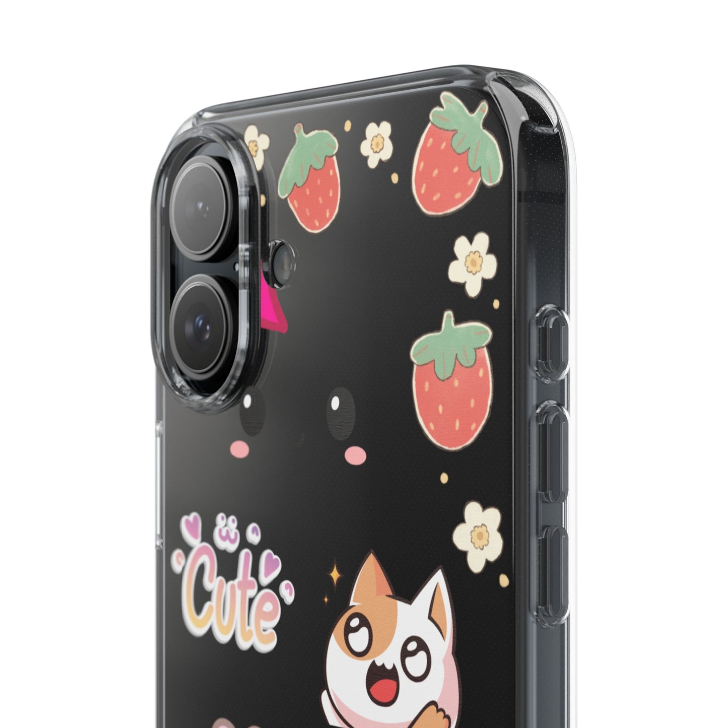 Phone Case, Kawaii Kitty Cute Clear Phone Cover, Fun Colorful Transparent Case, See thru iPhone Case, Charm Design, Gift for Cat Lovers,
