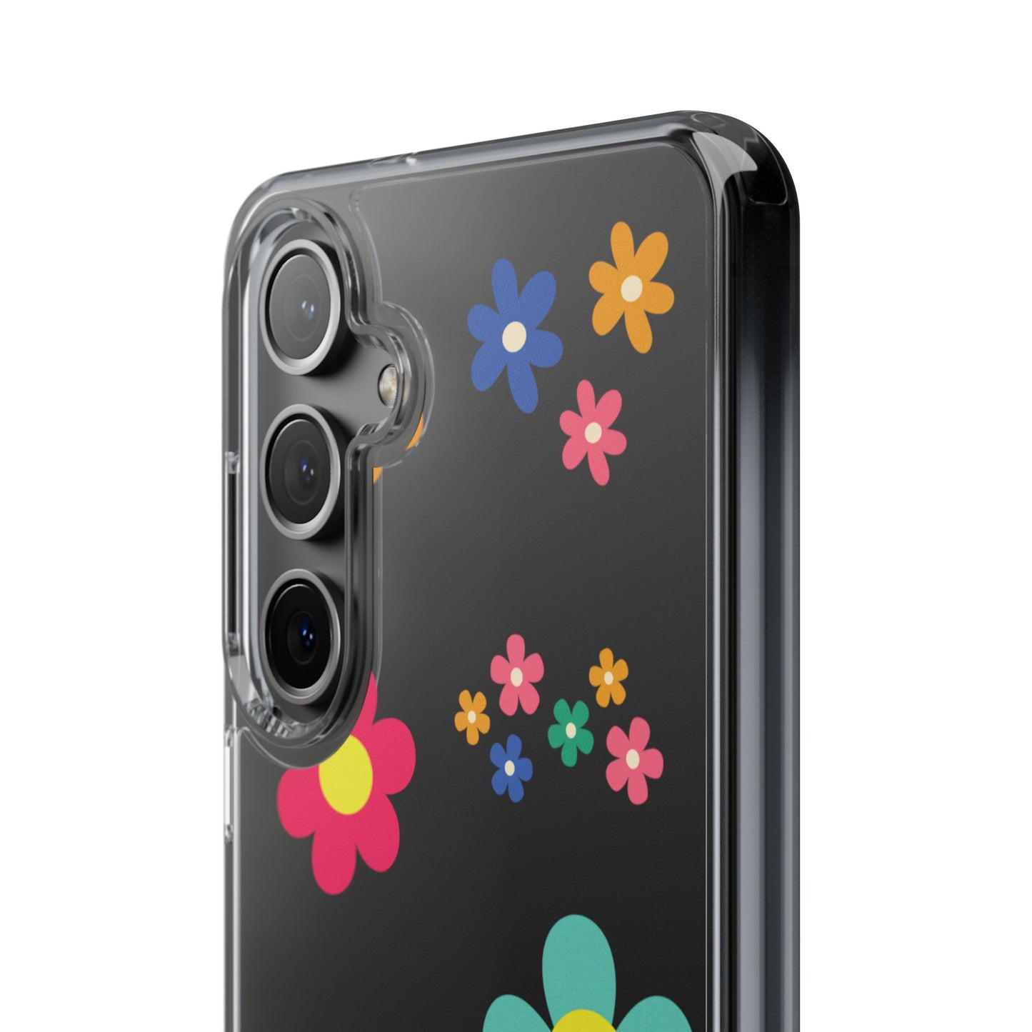 Phone Case, Cute Floral Transparent Cover, Retro Flower Power, Colorful and Happy, Clear Case Gift
