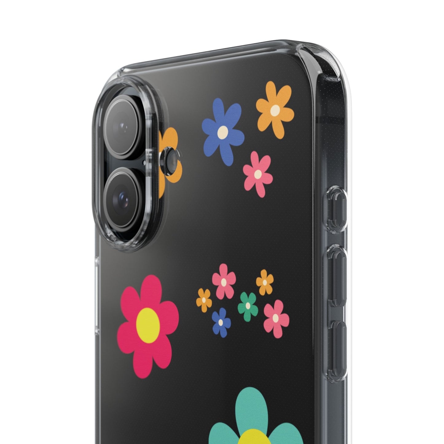 Phone Case, Cute Floral Transparent Cover, Retro Flower Power, Colorful and Happy, Clear Case Gift