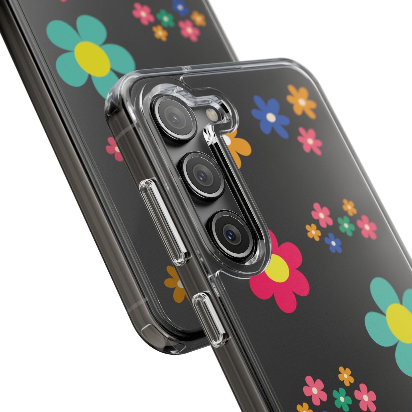 Phone Case, Cute Floral Transparent Cover, Retro Flower Power, Colorful and Happy, Clear Case Gift