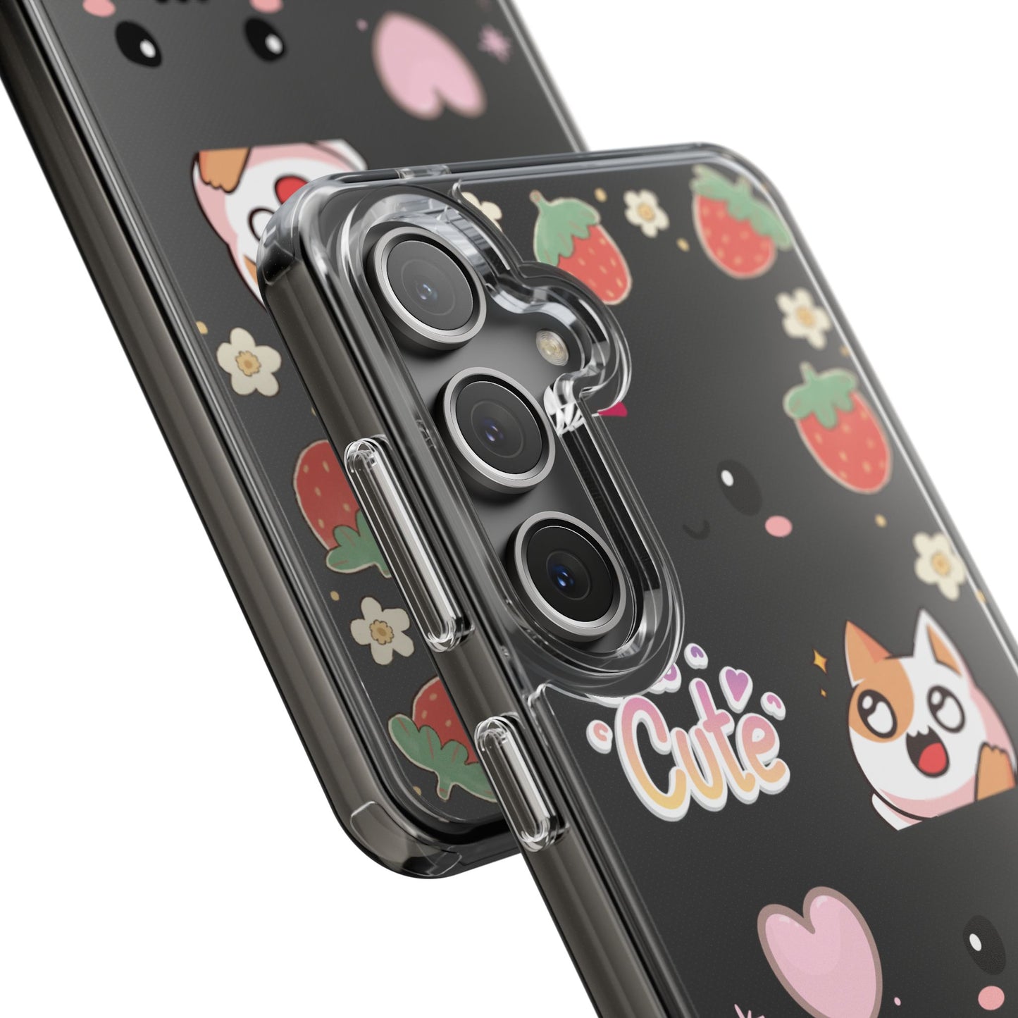 Phone Case, Kawaii Kitty Cute Clear Phone Cover, Fun Colorful Transparent Case, See thru iPhone Case, Charm Design, Gift for Cat Lovers,