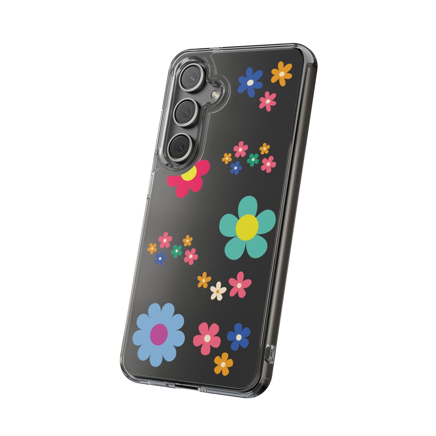Phone Case, Cute Floral Transparent Cover, Retro Flower Power, Colorful and Happy, Clear Case Gift
