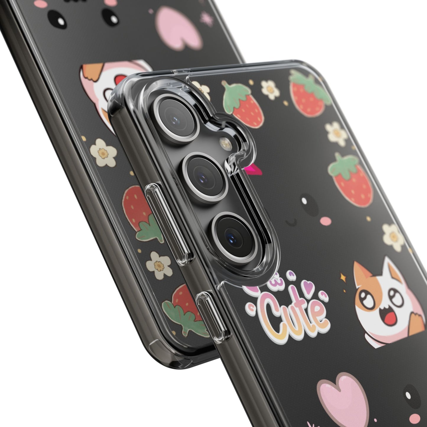 Phone Case, Kawaii Kitty Cute Clear Phone Cover, Fun Colorful Transparent Case, See thru iPhone Case, Charm Design, Gift for Cat Lovers,