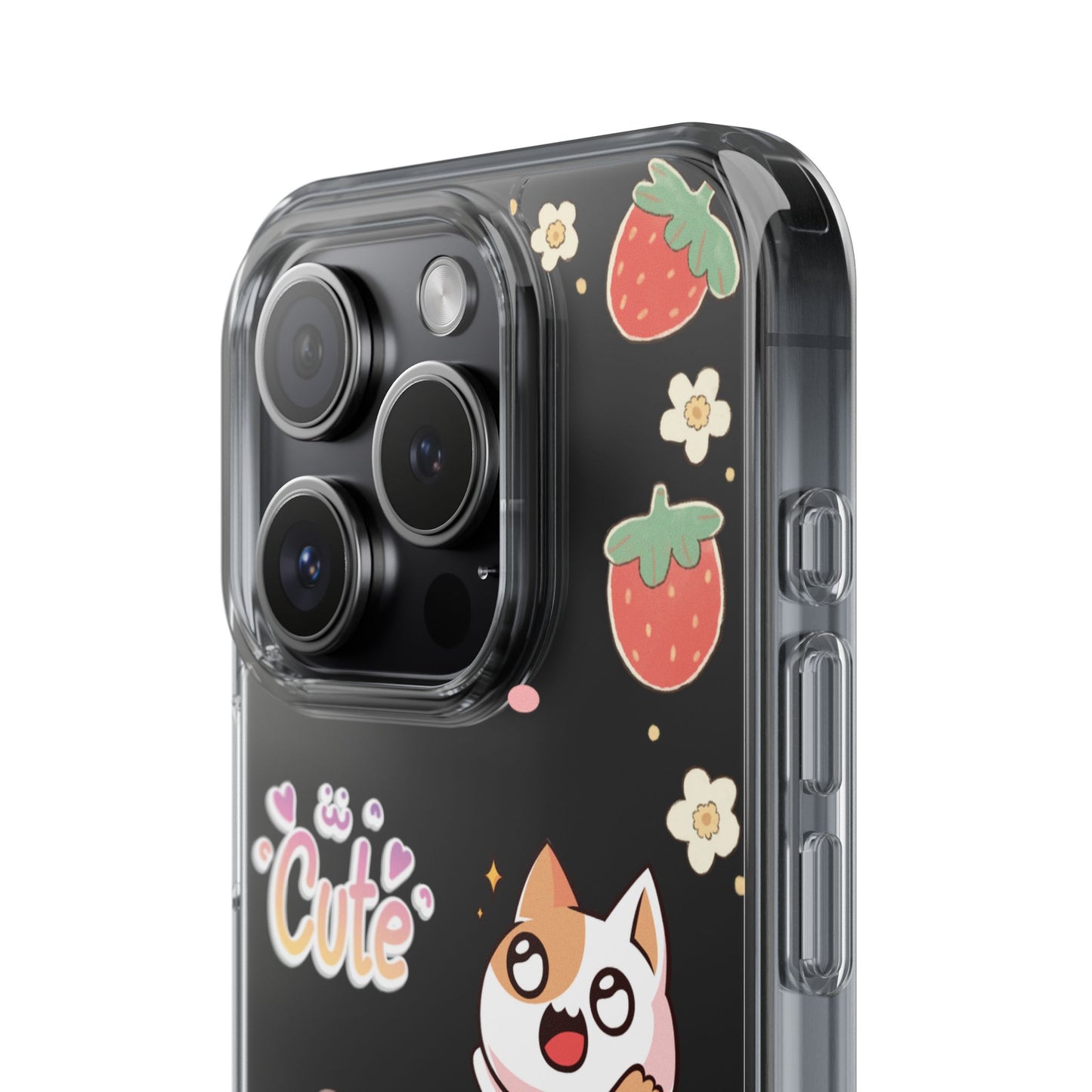 Phone Case, Kawaii Kitty Cute Clear Phone Cover, Fun Colorful Transparent Case, See thru iPhone Case, Charm Design, Gift for Cat Lovers,