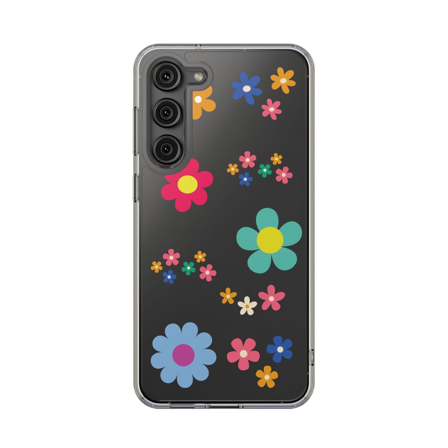 Phone Case, Cute Floral Transparent Cover, Retro Flower Power, Colorful and Happy, Clear Case Gift
