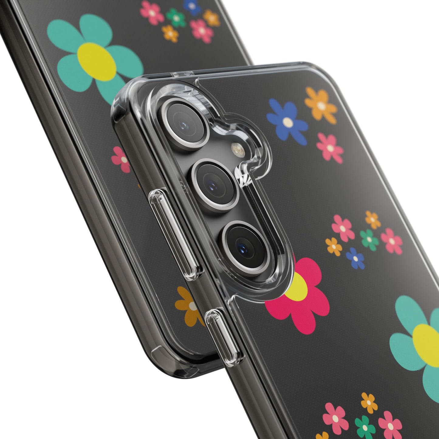 Phone Case, Cute Floral Transparent Cover, Retro Flower Power, Colorful and Happy, Clear Case Gift