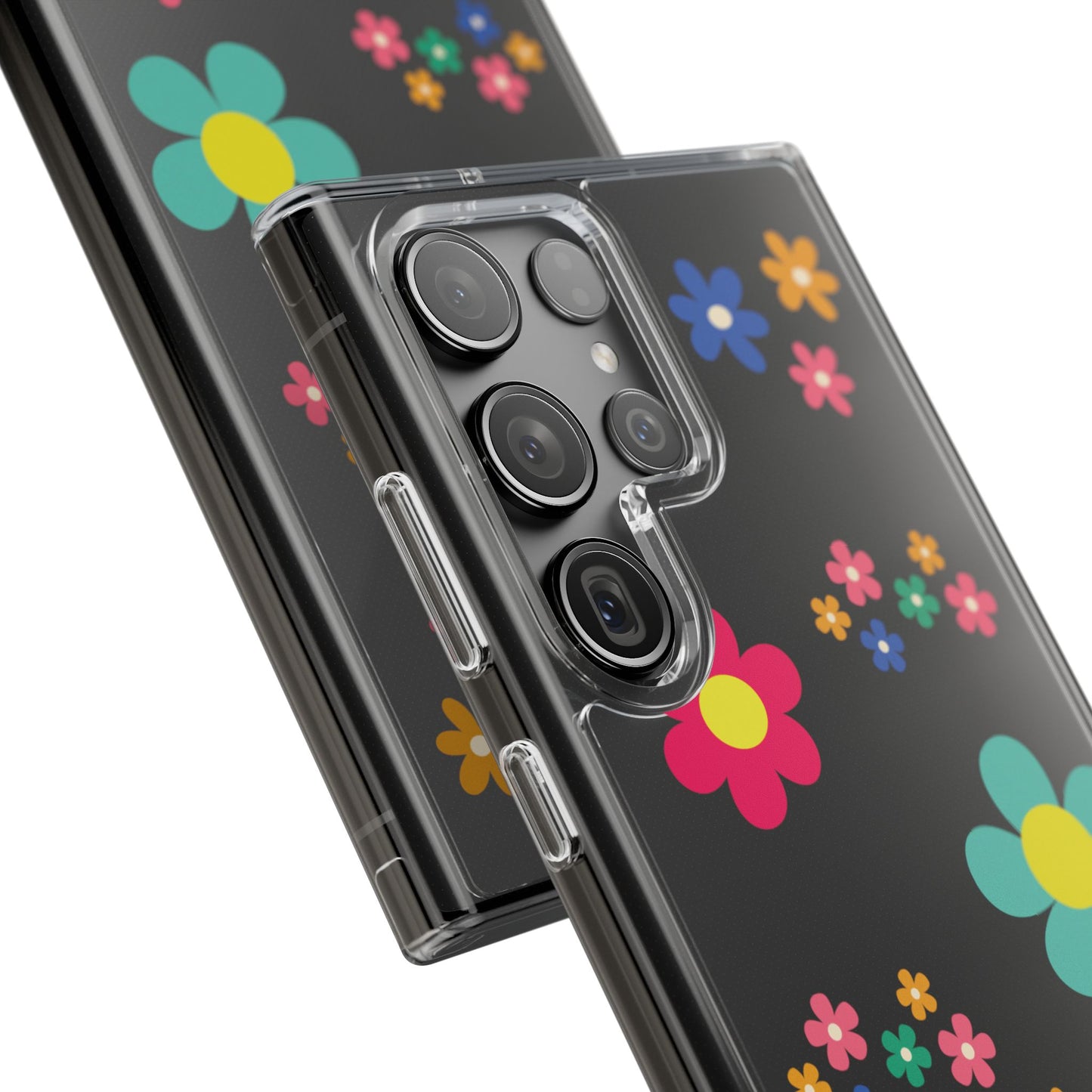 Phone Case, Cute Floral Transparent Cover, Retro Flower Power, Colorful and Happy, Clear Case Gift