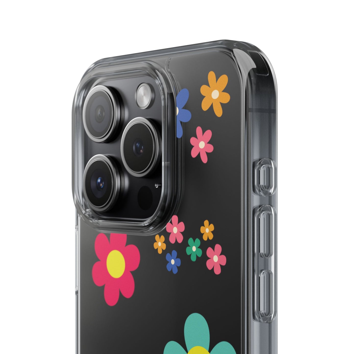 Phone Case, Cute Floral Transparent Cover, Retro Flower Power, Colorful and Happy, Clear Case Gift