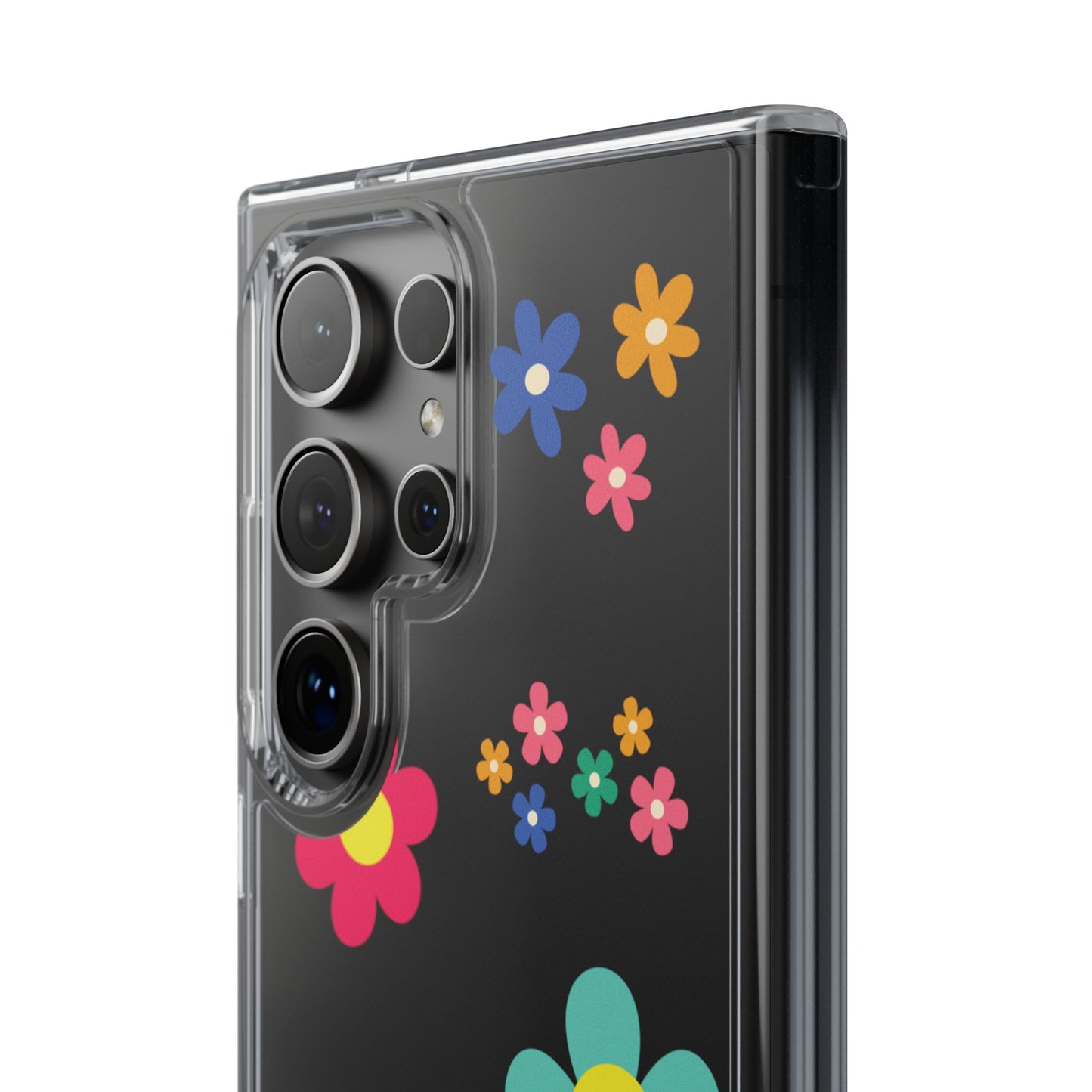 Phone Case, Cute Floral Transparent Cover, Retro Flower Power, Colorful and Happy, Clear Case Gift