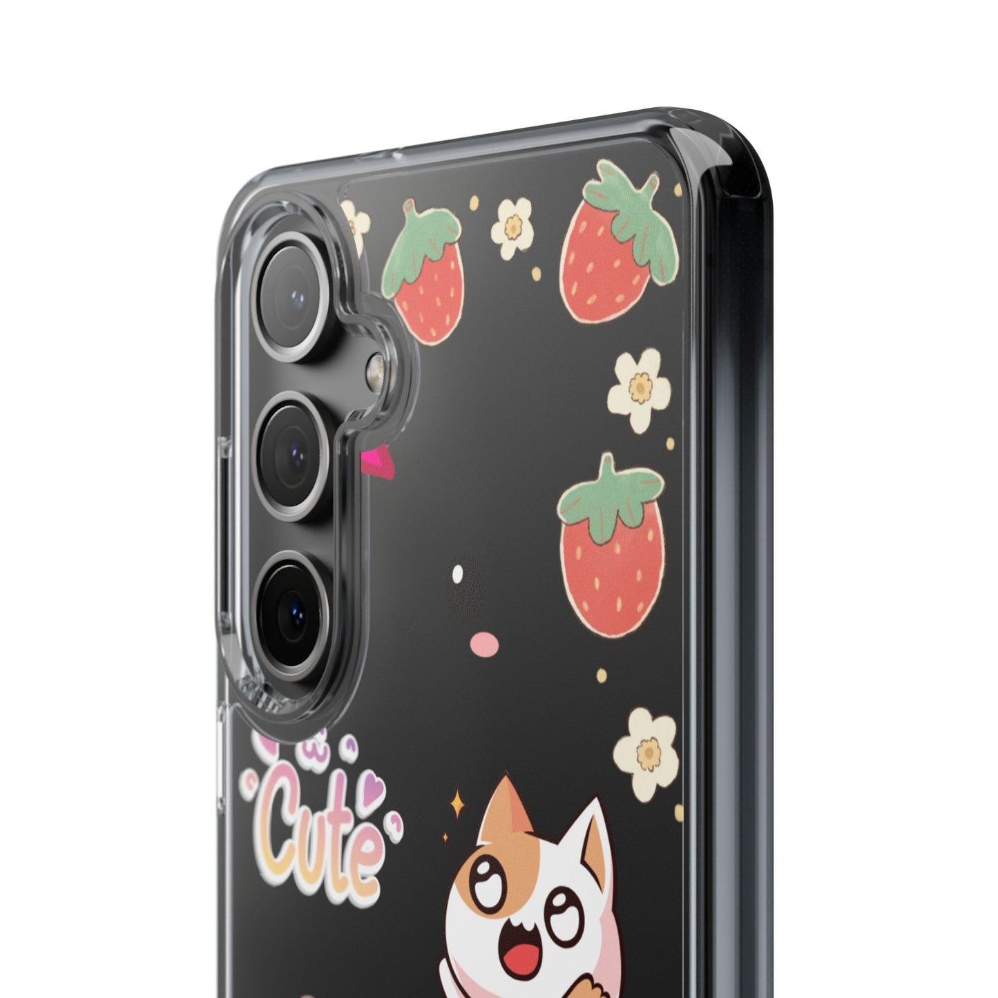 Phone Case, Kawaii Kitty Cute Clear Phone Cover, Fun Colorful Transparent Case, See thru iPhone Case, Charm Design, Gift for Cat Lovers,