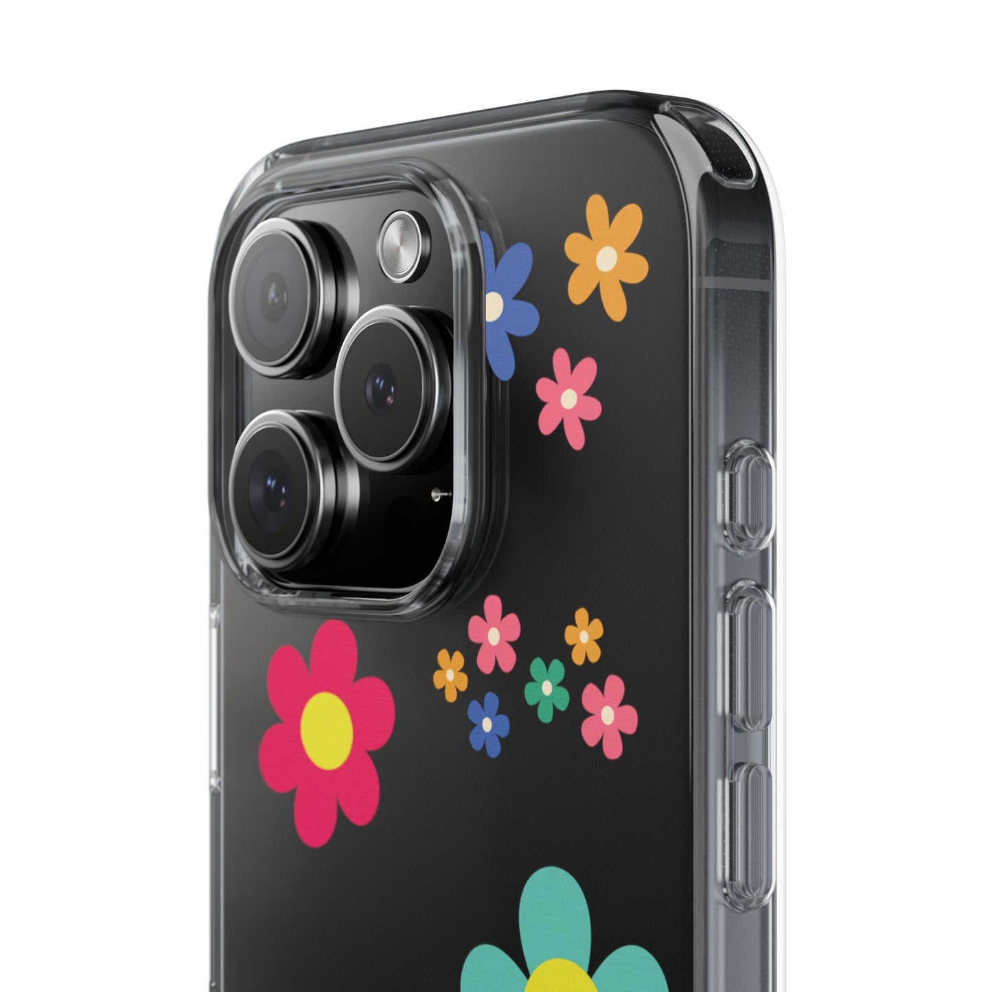 Phone Case, Cute Floral Transparent Cover, Retro Flower Power, Colorful and Happy, Clear Case Gift
