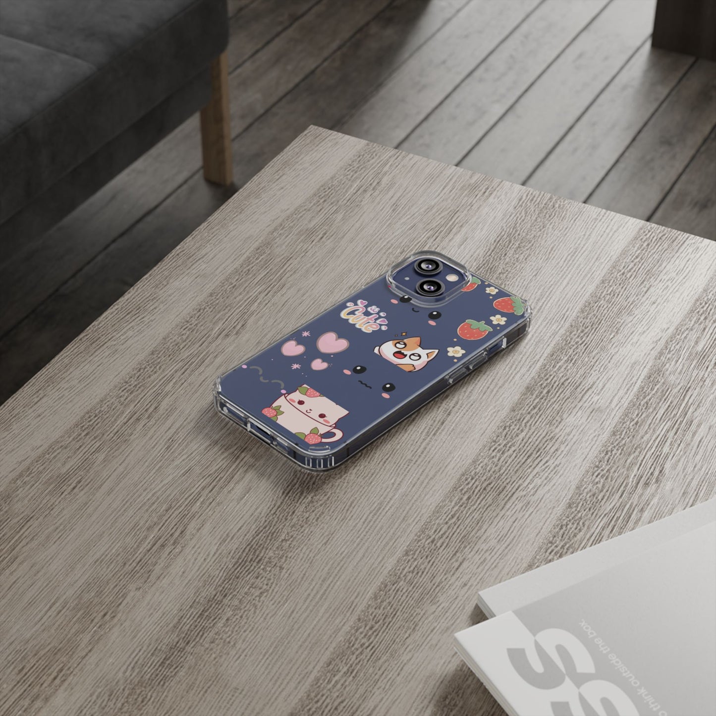 Phone Case, Kawaii Kitty Cute Clear Phone Cover, Fun Colorful Transparent Case, See thru iPhone Case, Charm Design, Gift for Cat Lovers,