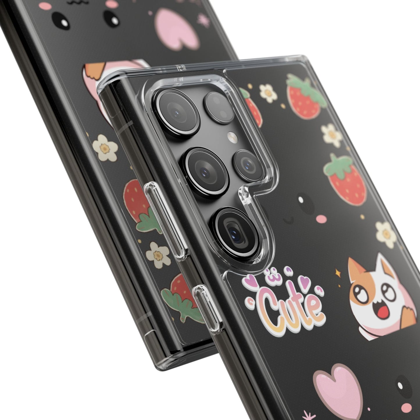 Phone Case, Kawaii Kitty Cute Clear Phone Cover, Fun Colorful Transparent Case, See thru iPhone Case, Charm Design, Gift for Cat Lovers,