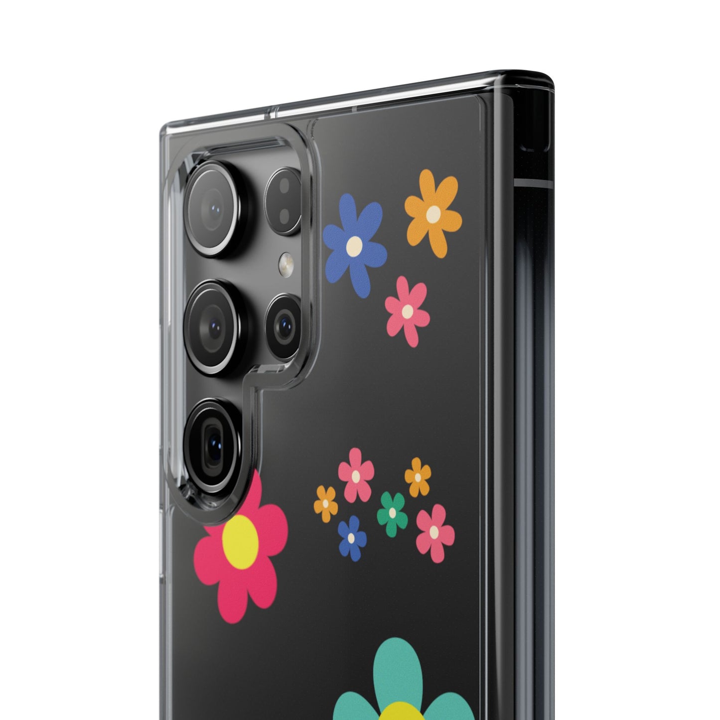Phone Case, Cute Floral Transparent Cover, Retro Flower Power, Colorful and Happy, Clear Case Gift