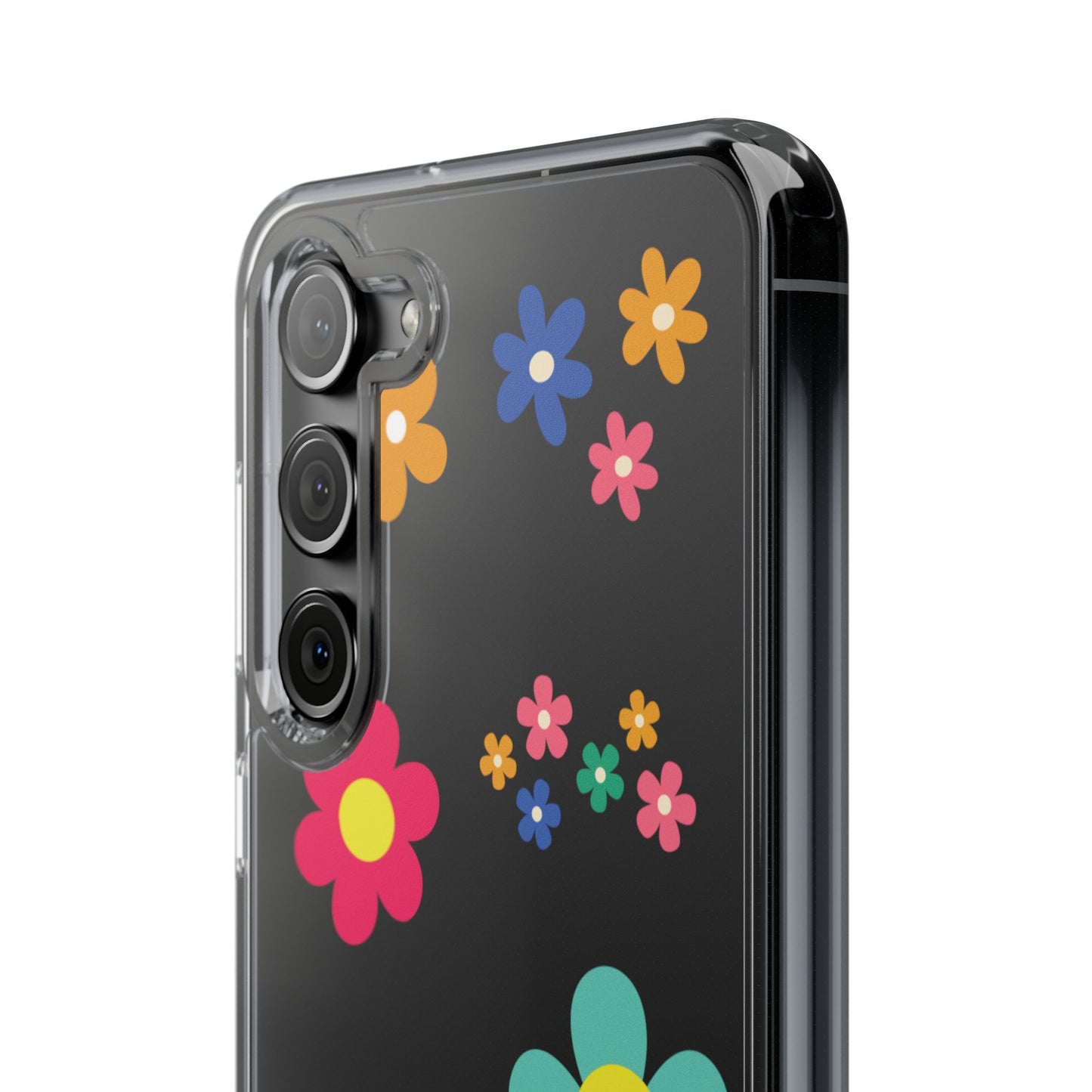Phone Case, Cute Floral Transparent Cover, Retro Flower Power, Colorful and Happy, Clear Case Gift