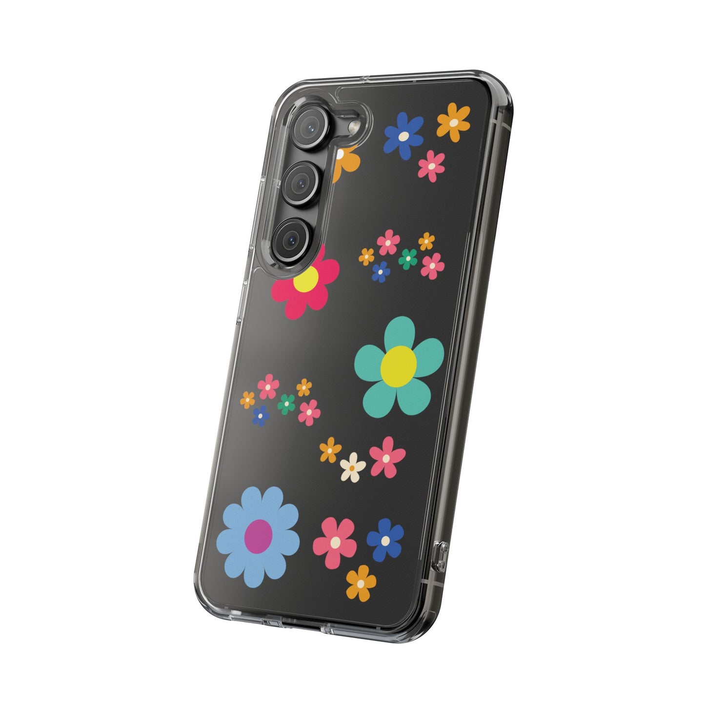 Phone Case, Cute Floral Transparent Cover, Retro Flower Power, Colorful and Happy, Clear Case Gift