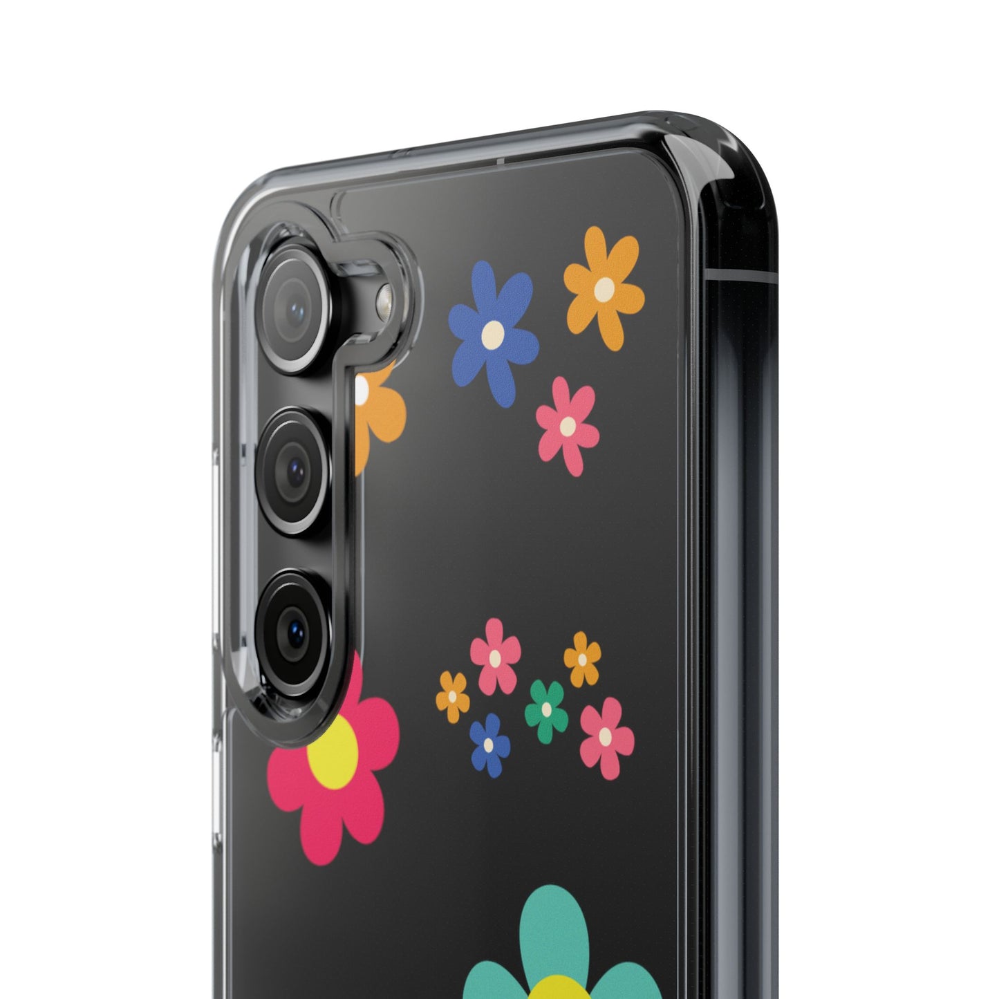 Phone Case, Cute Floral Transparent Cover, Retro Flower Power, Colorful and Happy, Clear Case Gift