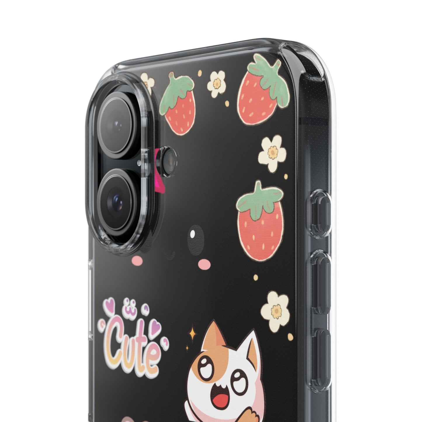 Phone Case, Kawaii Kitty Cute Clear Phone Cover, Fun Colorful Transparent Case, See thru iPhone Case, Charm Design, Gift for Cat Lovers,