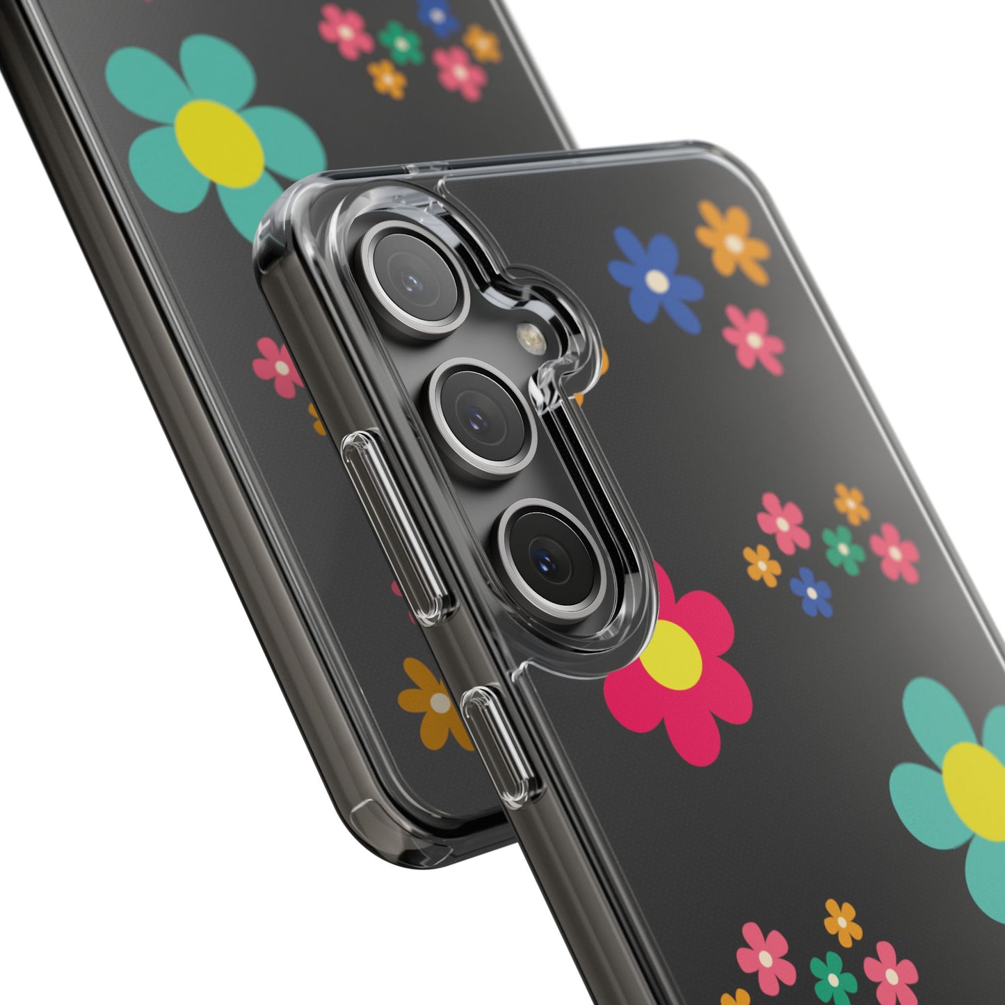 Phone Case, Cute Floral Transparent Cover, Retro Flower Power, Colorful and Happy, Clear Case Gift