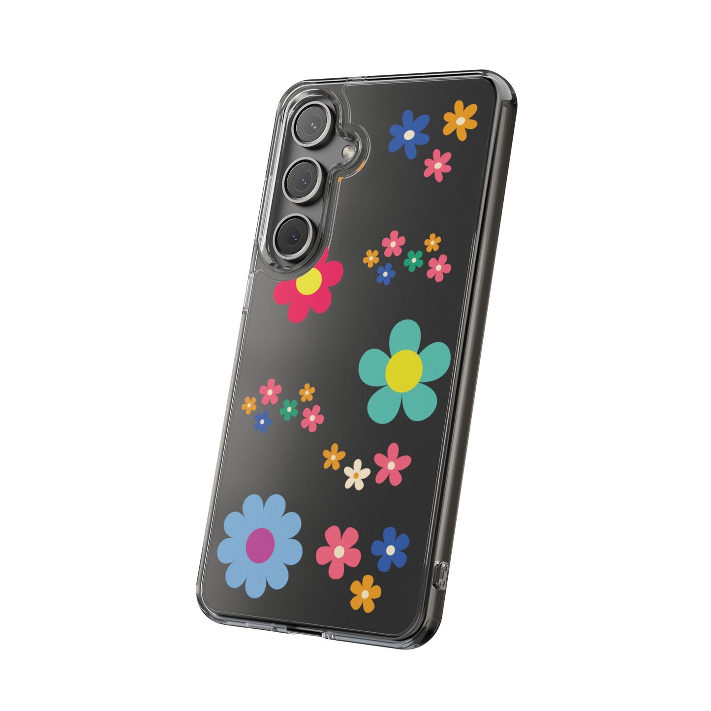 Phone Case, Cute Floral Transparent Cover, Retro Flower Power, Colorful and Happy, Clear Case Gift