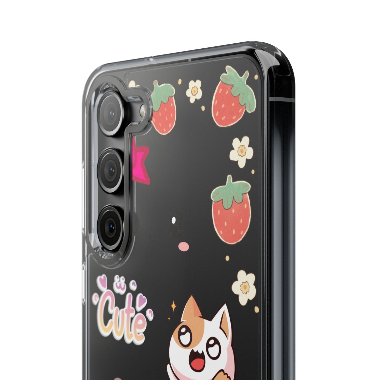 Phone Case, Kawaii Kitty Cute Clear Phone Cover, Fun Colorful Transparent Case, See thru iPhone Case, Charm Design, Gift for Cat Lovers,