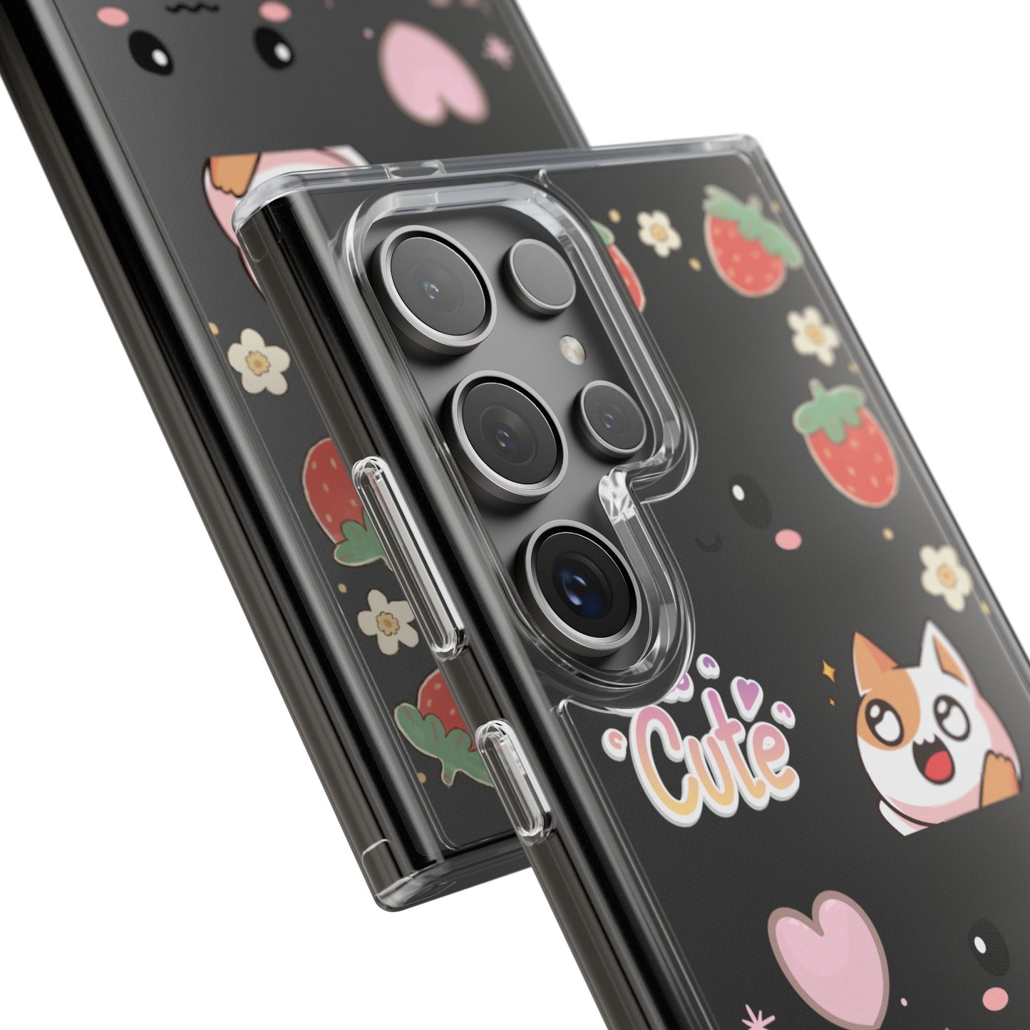 Phone Case, Kawaii Kitty Cute Clear Phone Cover, Fun Colorful Transparent Case, See thru iPhone Case, Charm Design, Gift for Cat Lovers,