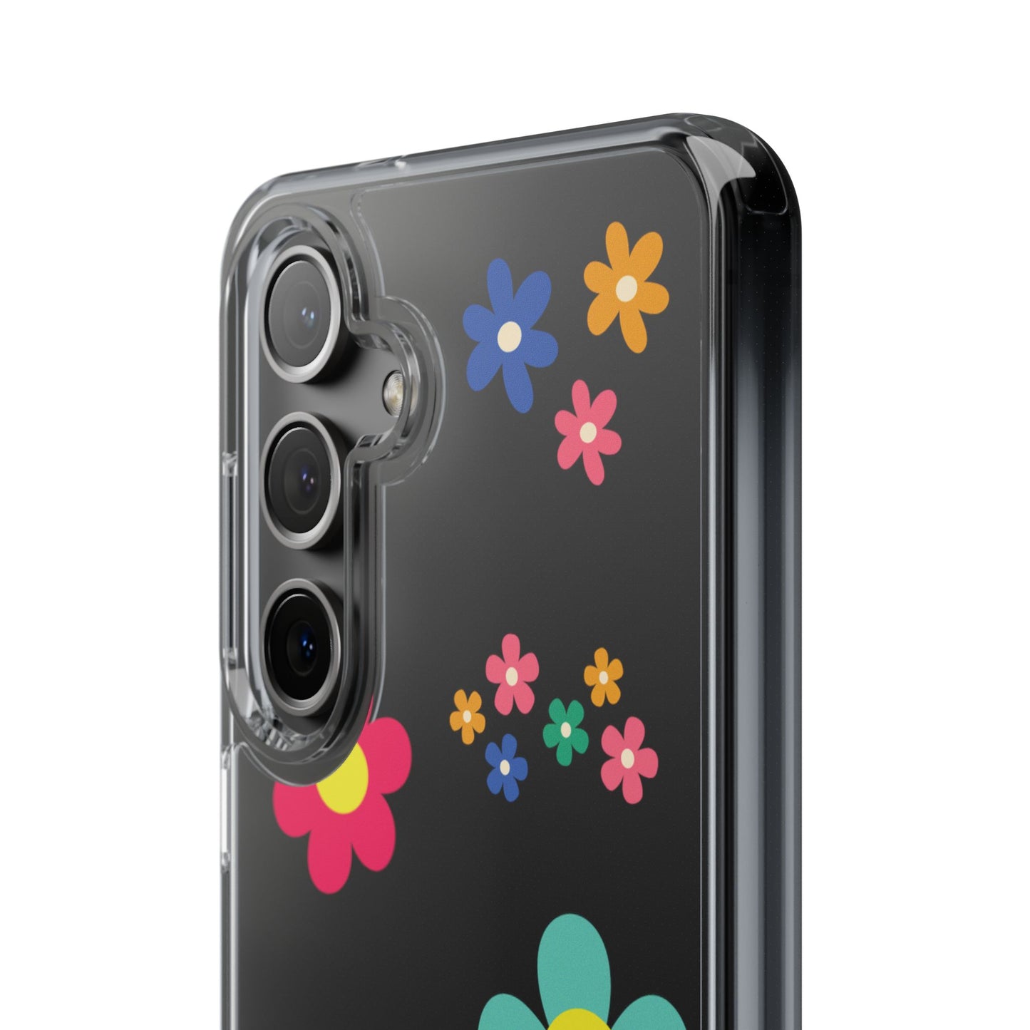 Phone Case, Cute Floral Transparent Cover, Retro Flower Power, Colorful and Happy, Clear Case Gift