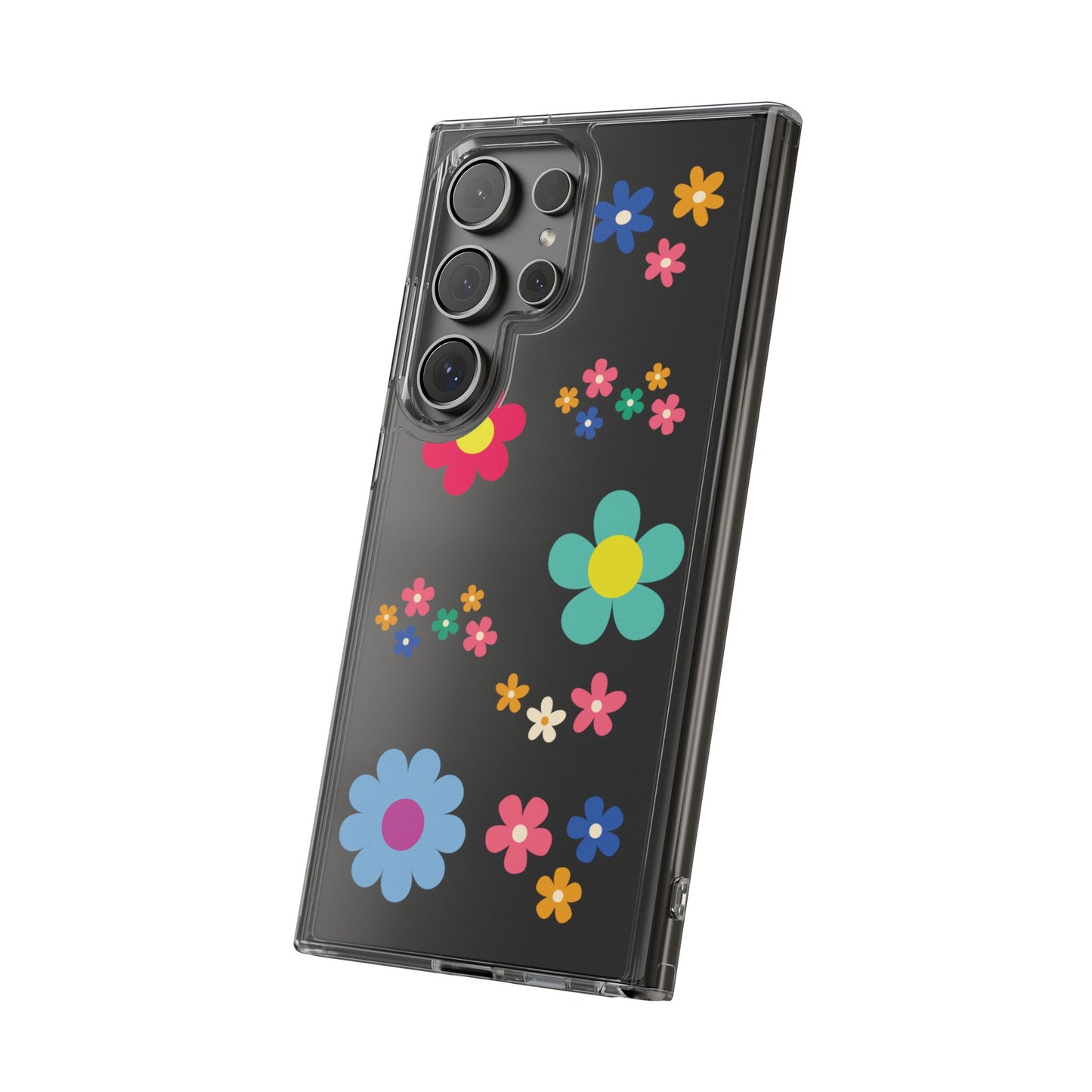 Phone Case, Cute Floral Transparent Cover, Retro Flower Power, Colorful and Happy, Clear Case Gift
