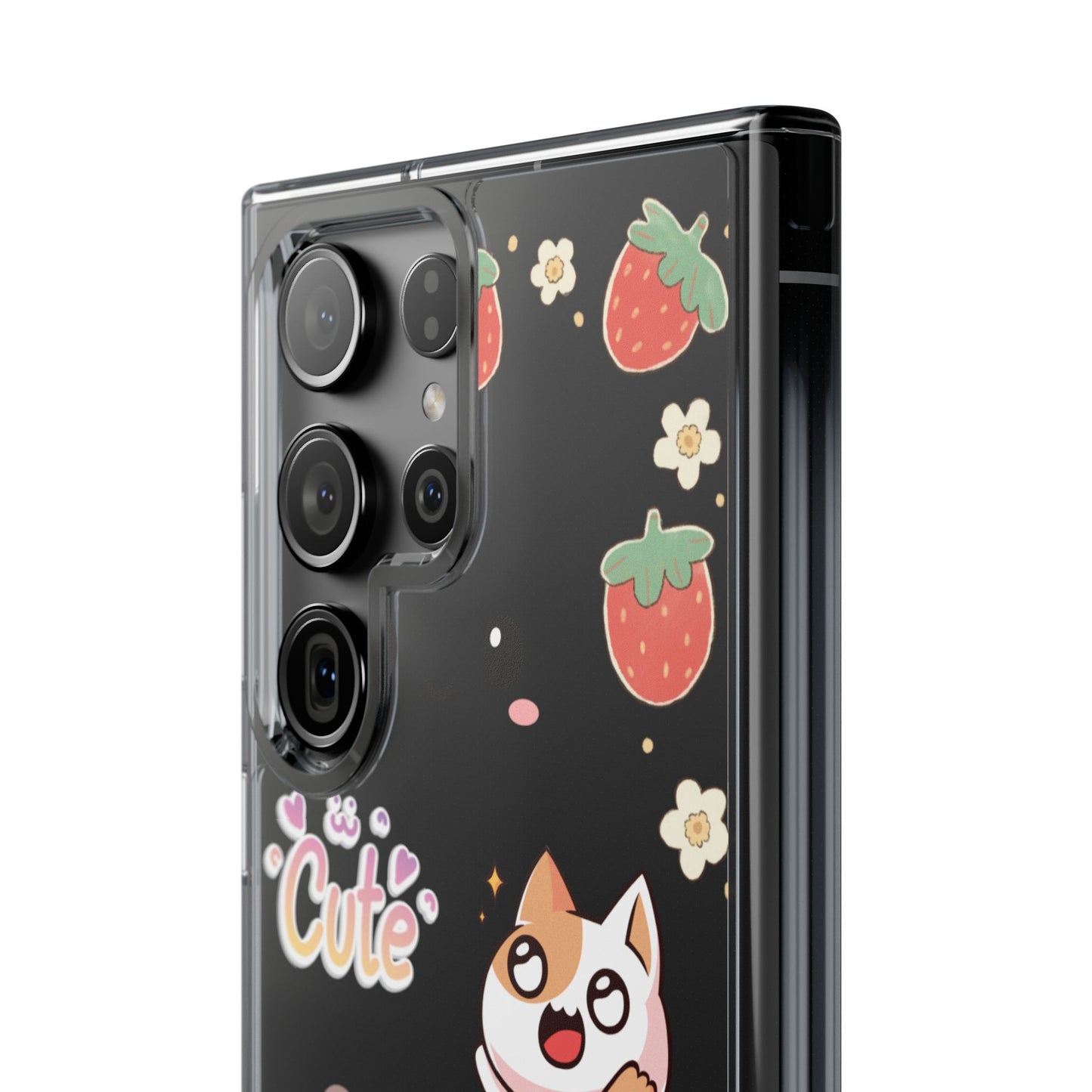 Phone Case, Kawaii Kitty Cute Clear Phone Cover, Fun Colorful Transparent Case, See thru iPhone Case, Charm Design, Gift for Cat Lovers,