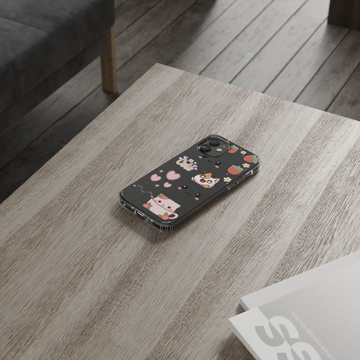 Phone Case, Kawaii Kitty Cute Clear Phone Cover, Fun Colorful Transparent Case, See thru iPhone Case, Charm Design, Gift for Cat Lovers,