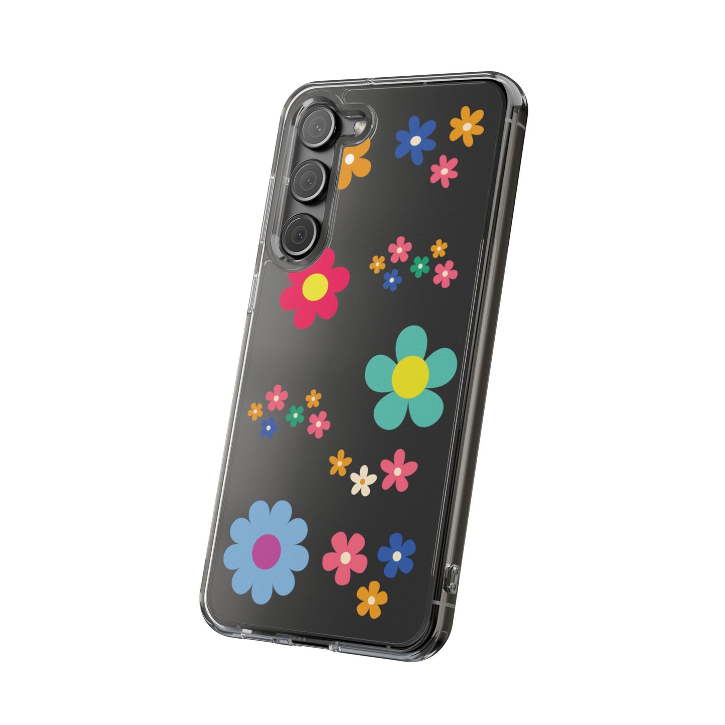 Phone Case, Cute Floral Transparent Cover, Retro Flower Power, Colorful and Happy, Clear Case Gift