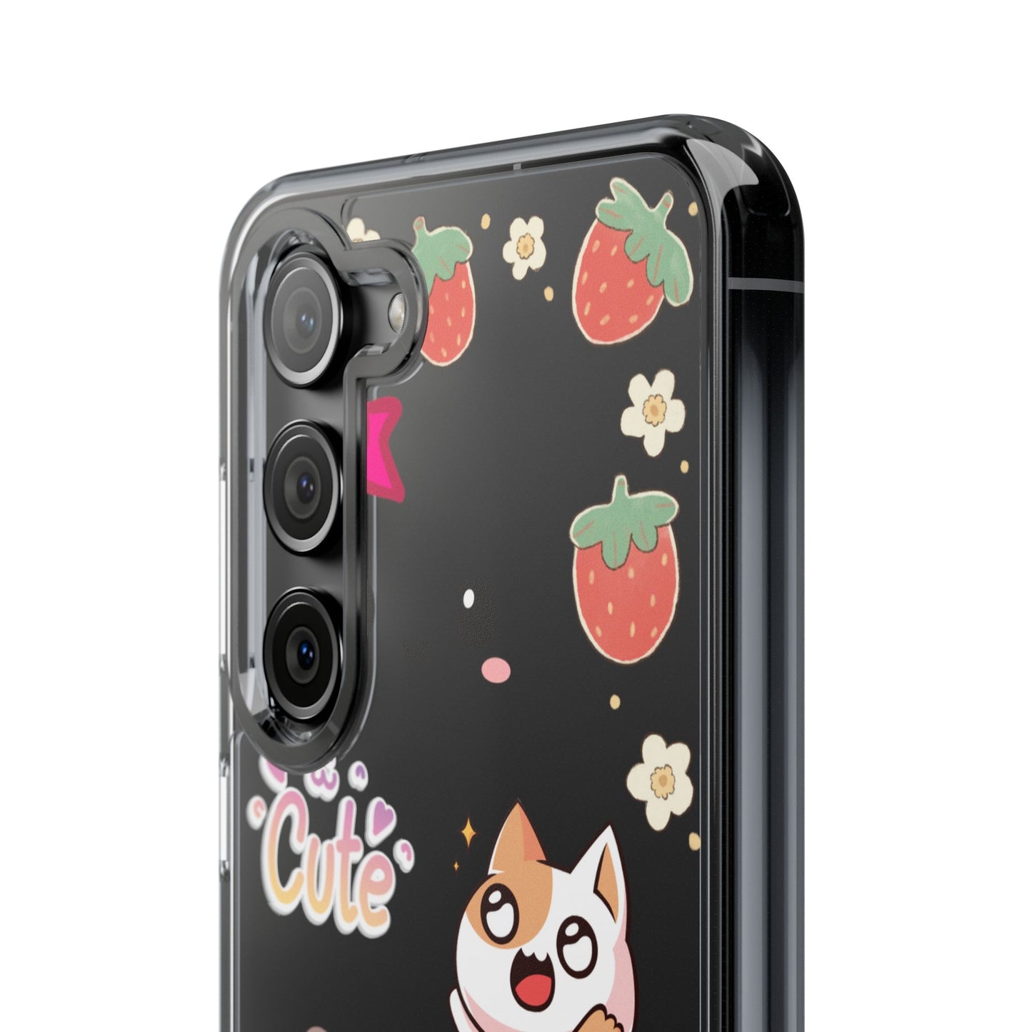 Phone Case, Kawaii Kitty Cute Clear Phone Cover, Fun Colorful Transparent Case, See thru iPhone Case, Charm Design, Gift for Cat Lovers,