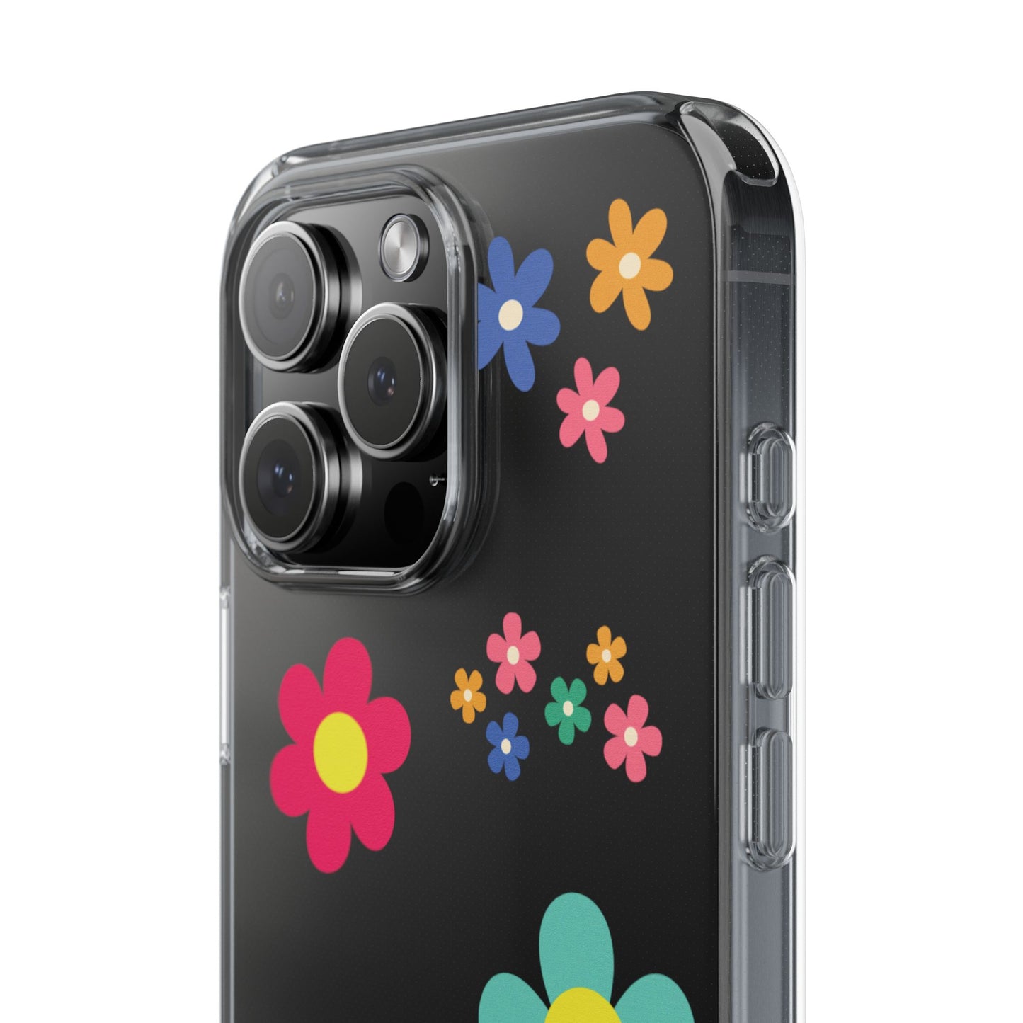 Phone Case, Cute Floral Transparent Cover, Retro Flower Power, Colorful and Happy, Clear Case Gift