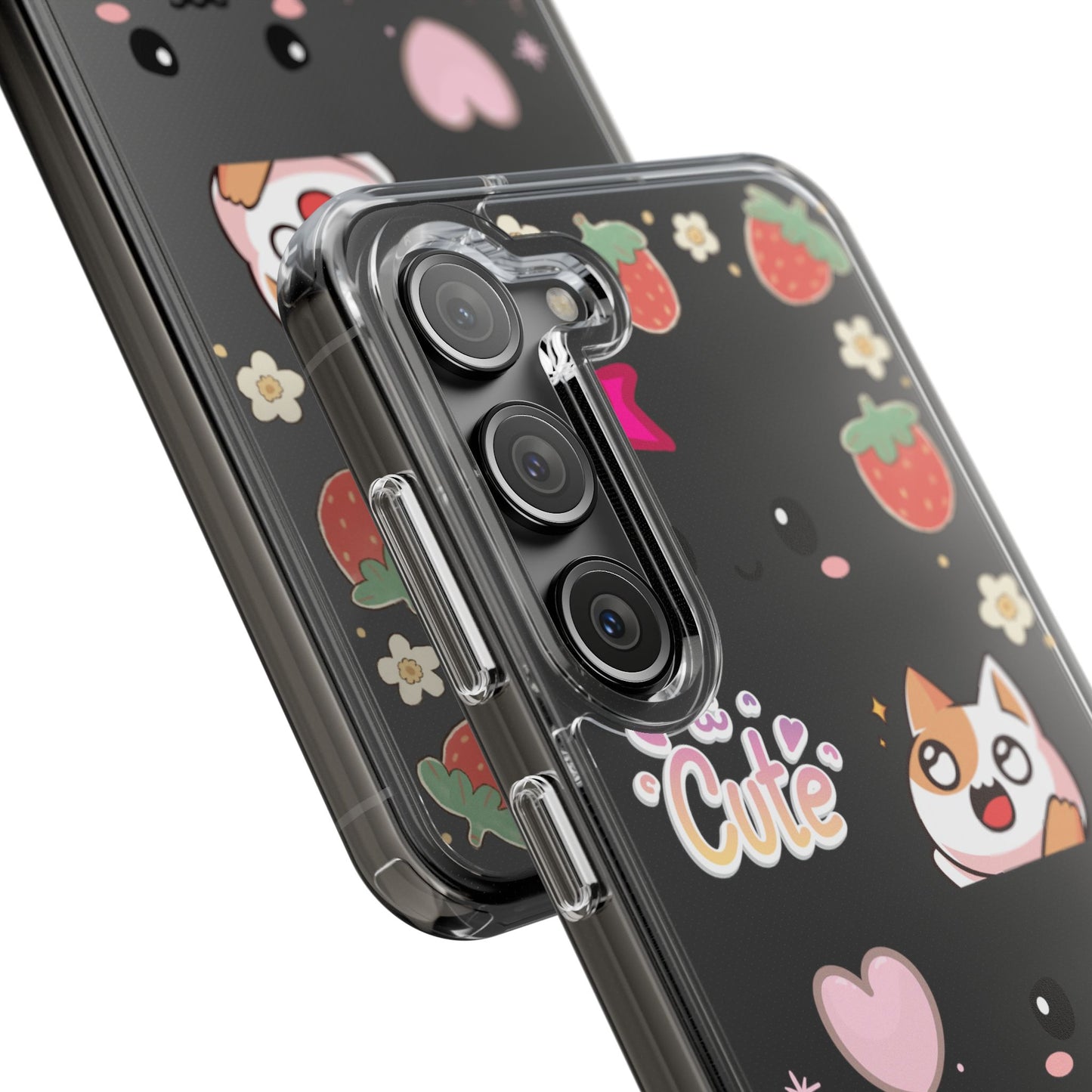 Phone Case, Kawaii Kitty Cute Clear Phone Cover, Fun Colorful Transparent Case, See thru iPhone Case, Charm Design, Gift for Cat Lovers,