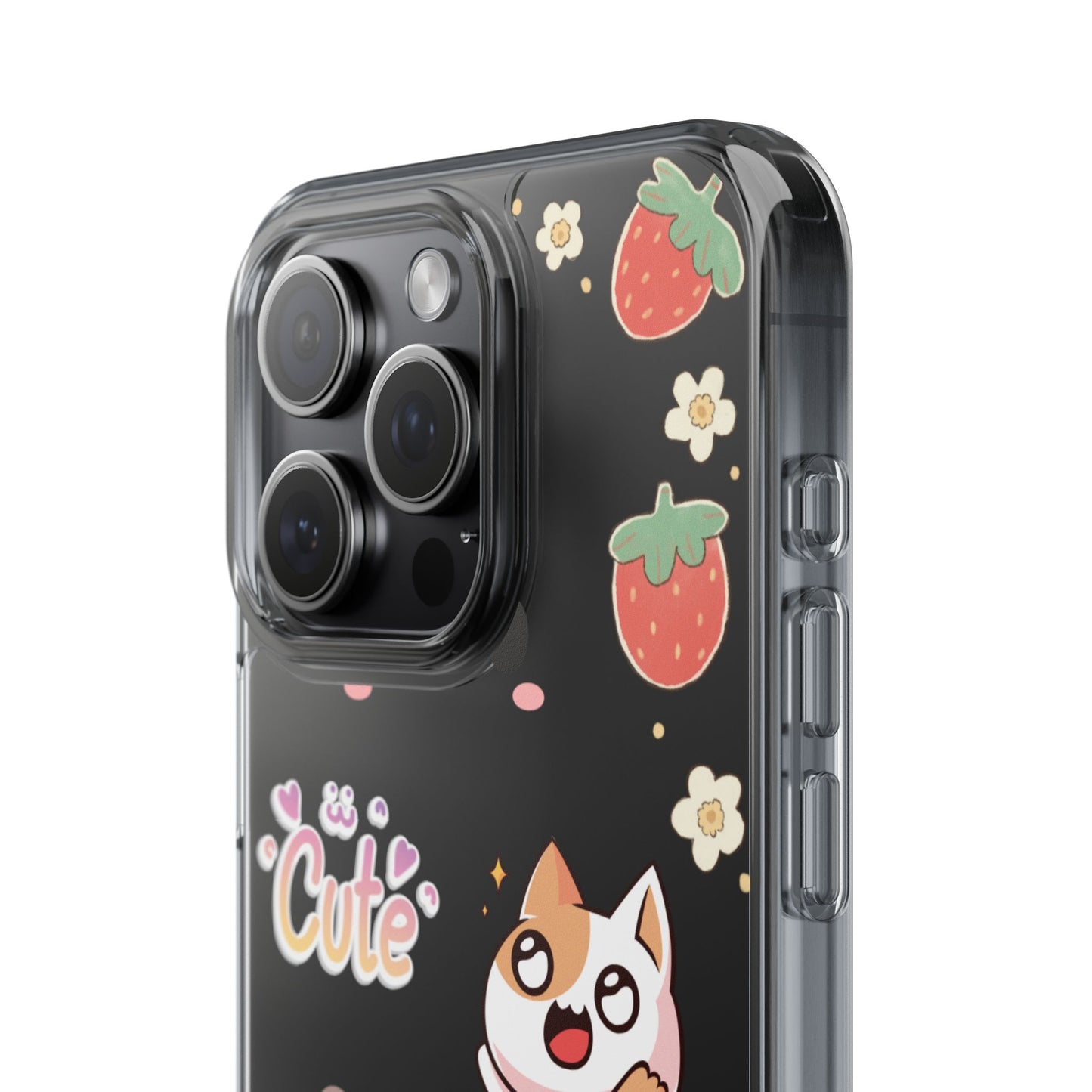 Phone Case, Kawaii Kitty Cute Clear Phone Cover, Fun Colorful Transparent Case, See thru iPhone Case, Charm Design, Gift for Cat Lovers,