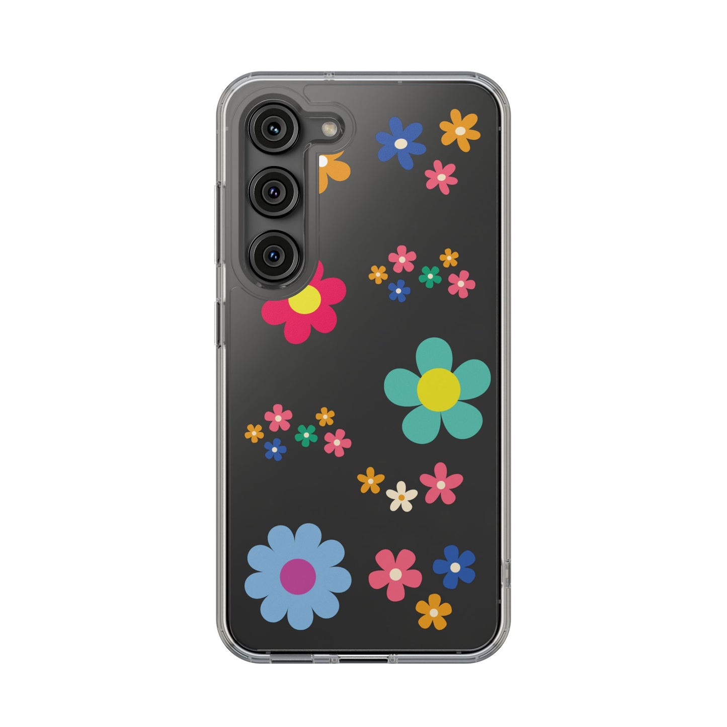 Phone Case, Cute Floral Transparent Cover, Retro Flower Power, Colorful and Happy, Clear Case Gift