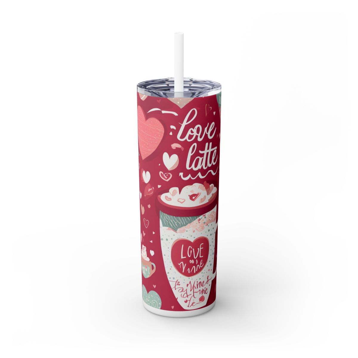 Love Latte 20 oz Skinny Tumbler - The Perfect Valentine's Day Travel Mug or Coffee Lover Gift for Her!