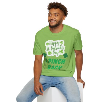 St Patricks Day T-Shirt, Pinch Back Tee, Happy Holiday Shirt, Unisex Softstyle Top, Green Clover Apparel