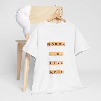 Unisex Heavy Cotton Tee  "Work Less, Live More" T-Shirt for Men & Women  Comfortable, Casual Fit, Soft Cotton Fabric, Everyday Wear